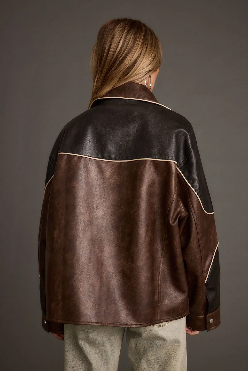 Bono Colorblock Vegan Leather Jacket