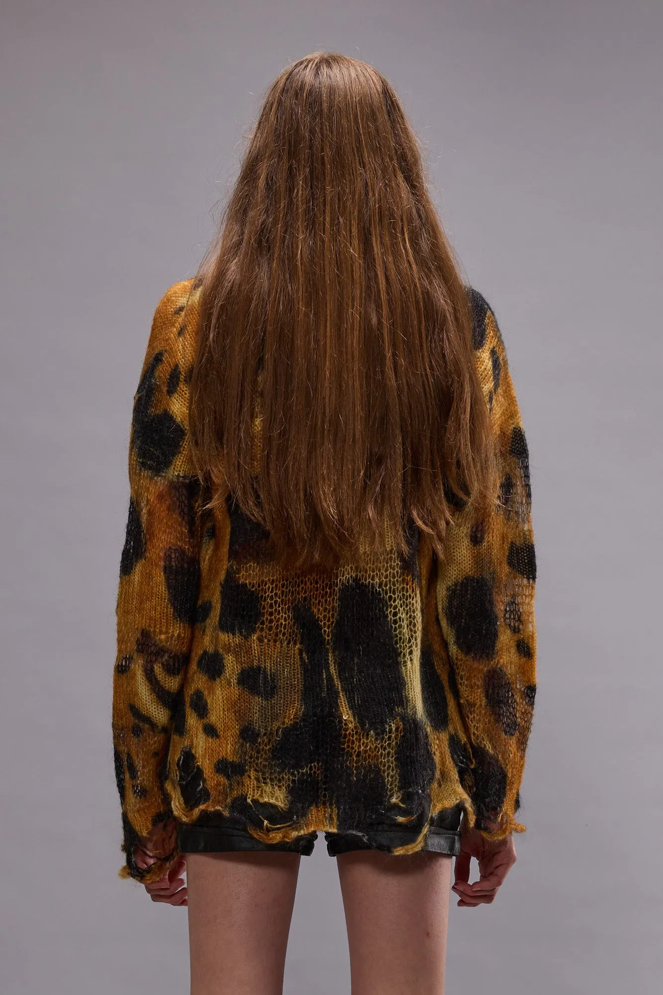 BOYFRIEND SWEATER WITH CAST-OFF NECK - LEOPARD