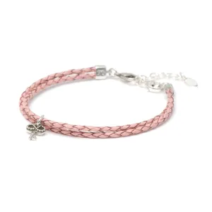 Bracelet Leather Braided - Blush, M (7-8.5inch/18-22cm)