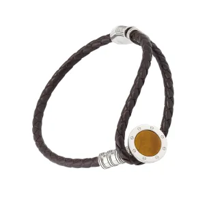 Braided Leather Tigers Eye Slide Bracelet