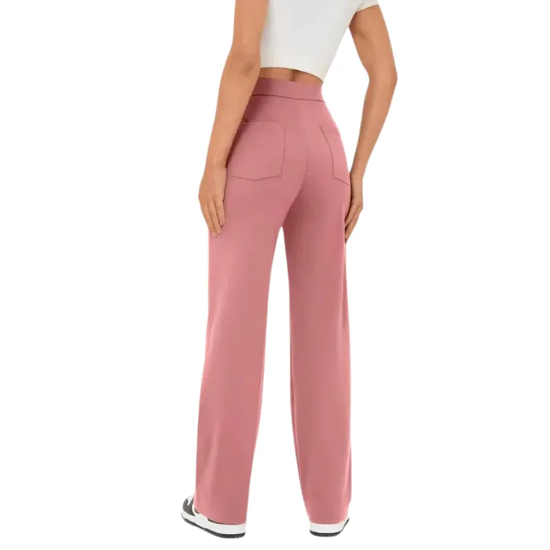Brenda | Women's Wide Leg Casual Button Trousers | High-Waisted