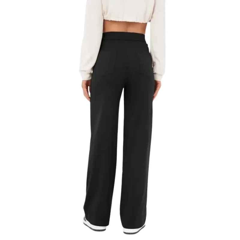 Brenda | Women's Wide Leg Casual Button Trousers | High-Waisted