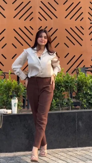 Brown HIGH-WAISTED Trouser