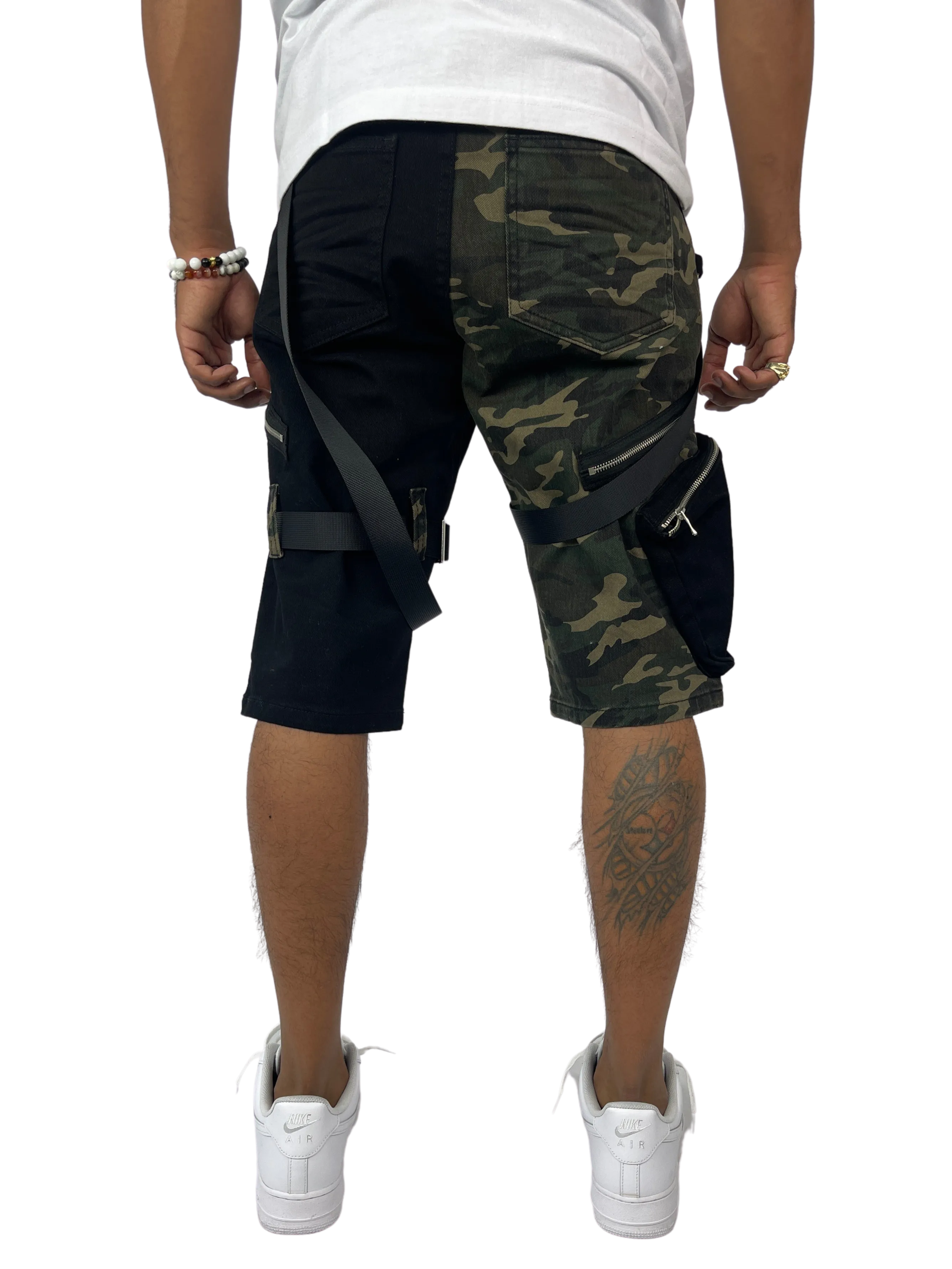 BT-BTS222275-2-Tone Strap Cargo Shorts