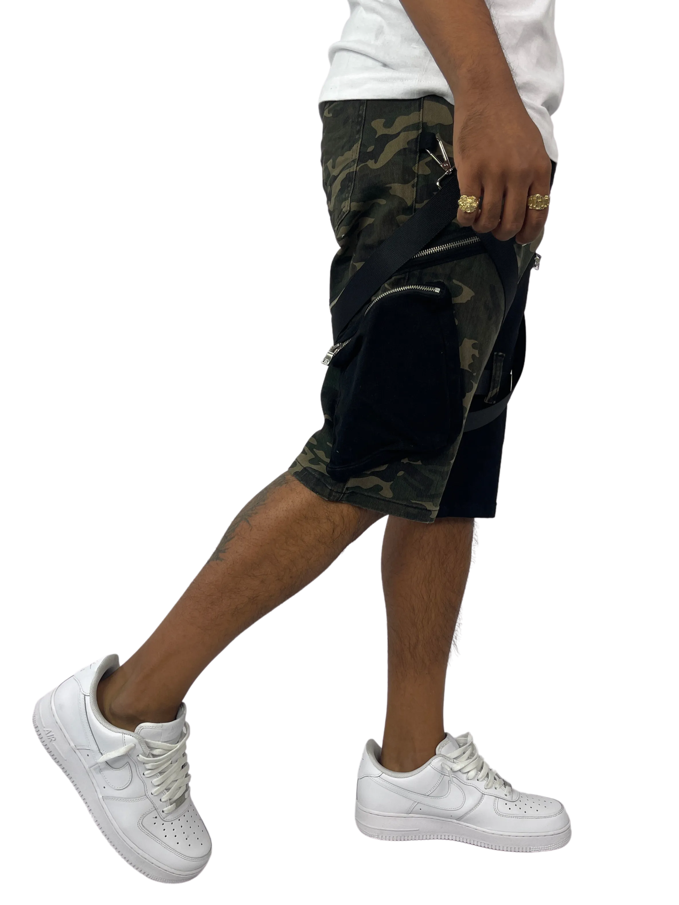 BT-BTS222275-2-Tone Strap Cargo Shorts