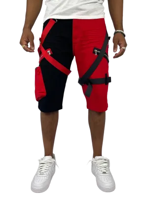 BT-BTS222275-2-Tone Strap Cargo Shorts