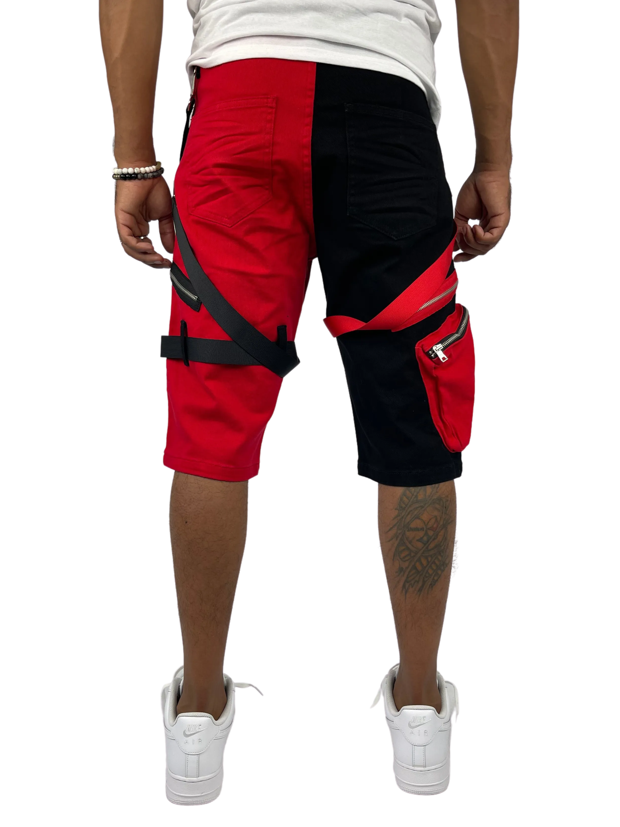 BT-BTS222275-2-Tone Strap Cargo Shorts