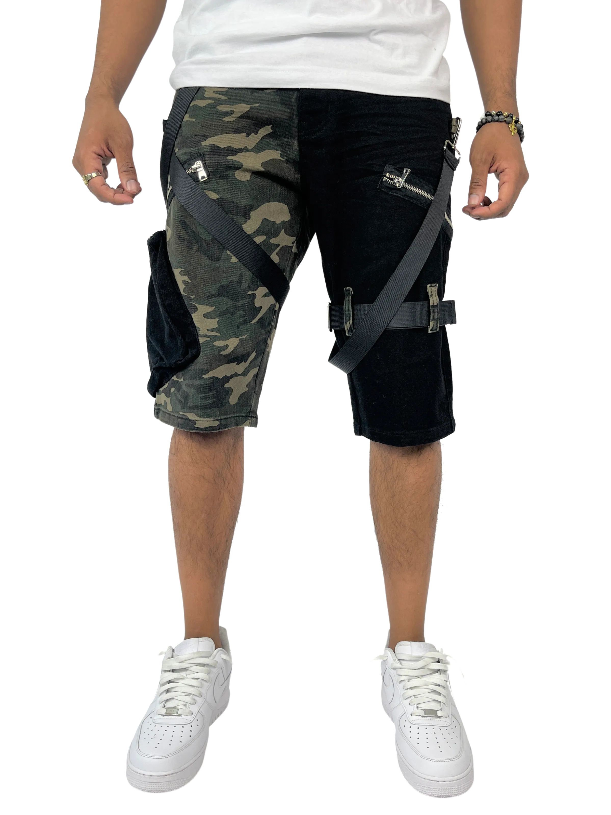 BT-BTS222275-2-Tone Strap Cargo Shorts