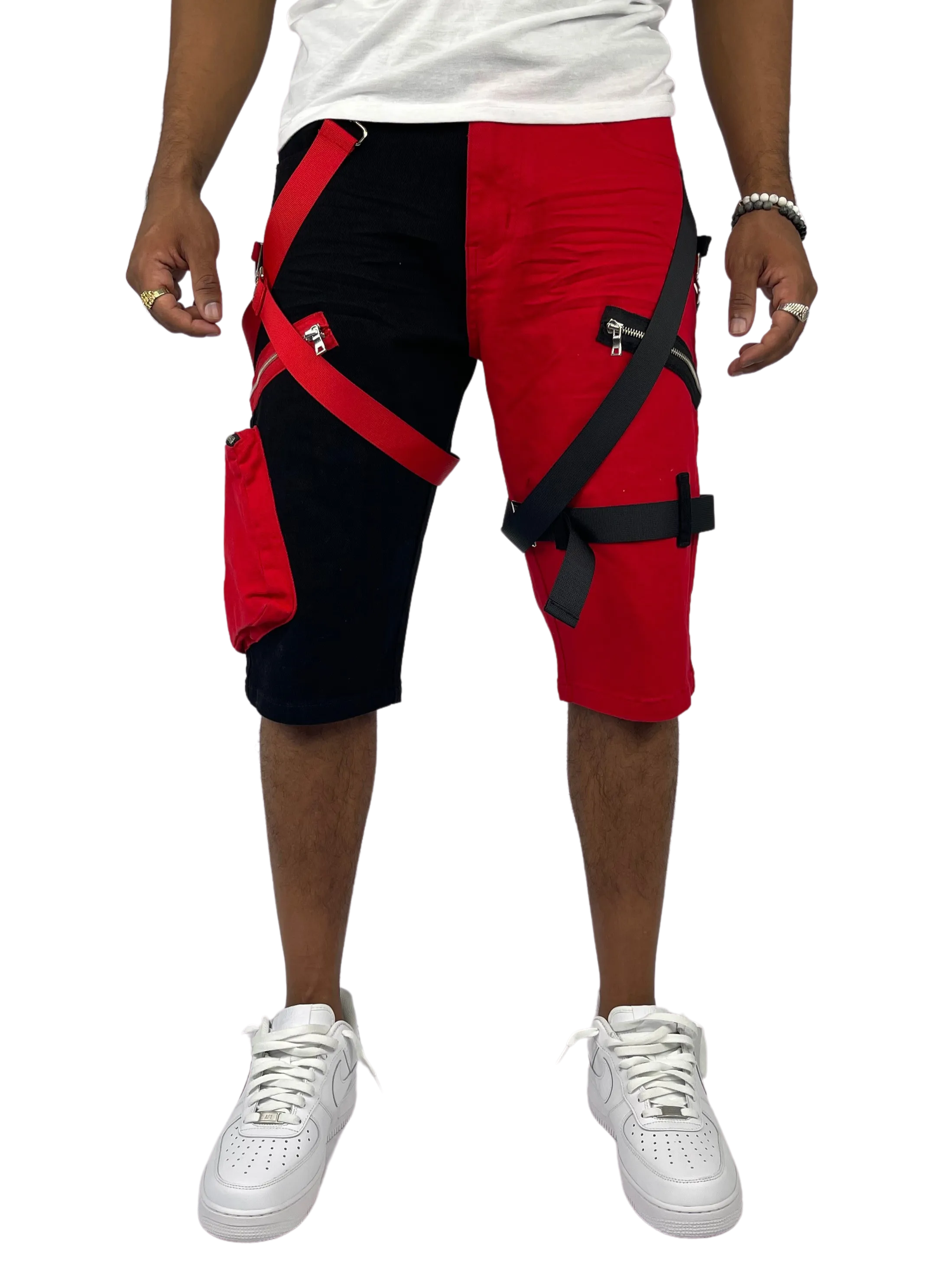 BT-BTS222275-2-Tone Strap Cargo Shorts