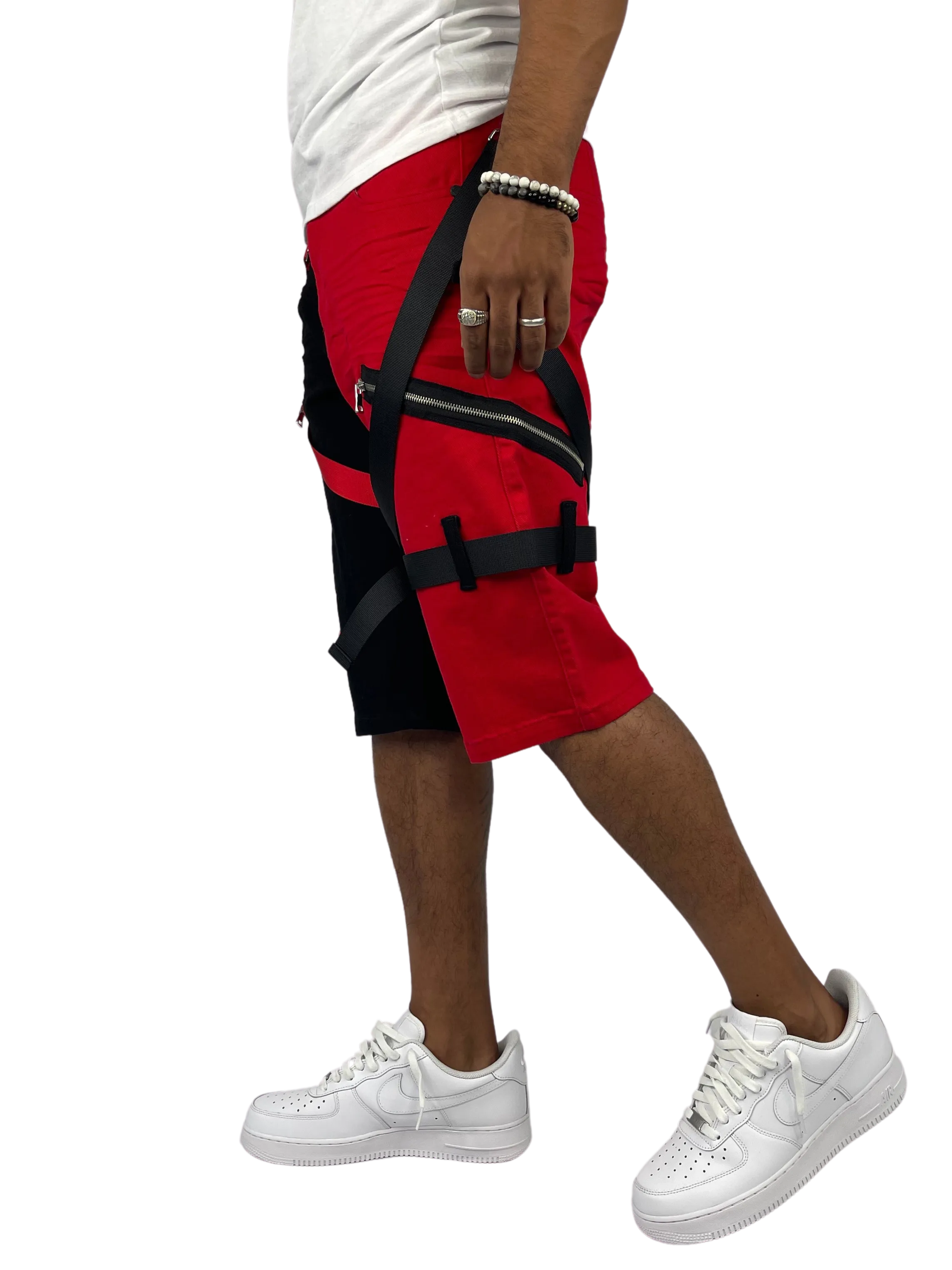 BT-BTS222275-2-Tone Strap Cargo Shorts