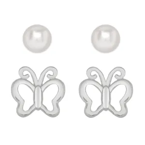 Butterfly & Freshwater Pearl Stud Set