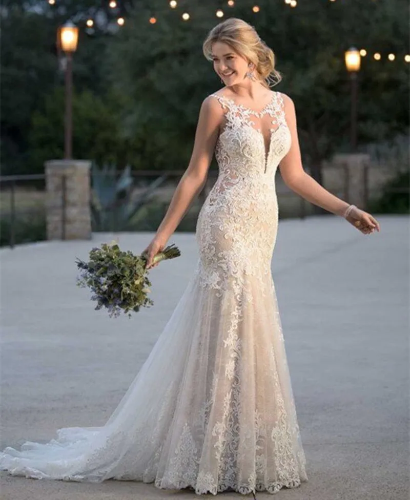 Candice Clark Lace Appliques Bridal Mermaid Wedding Gown