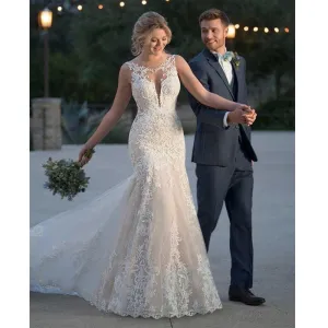 Candice Clark Lace Appliques Bridal Mermaid Wedding Gown