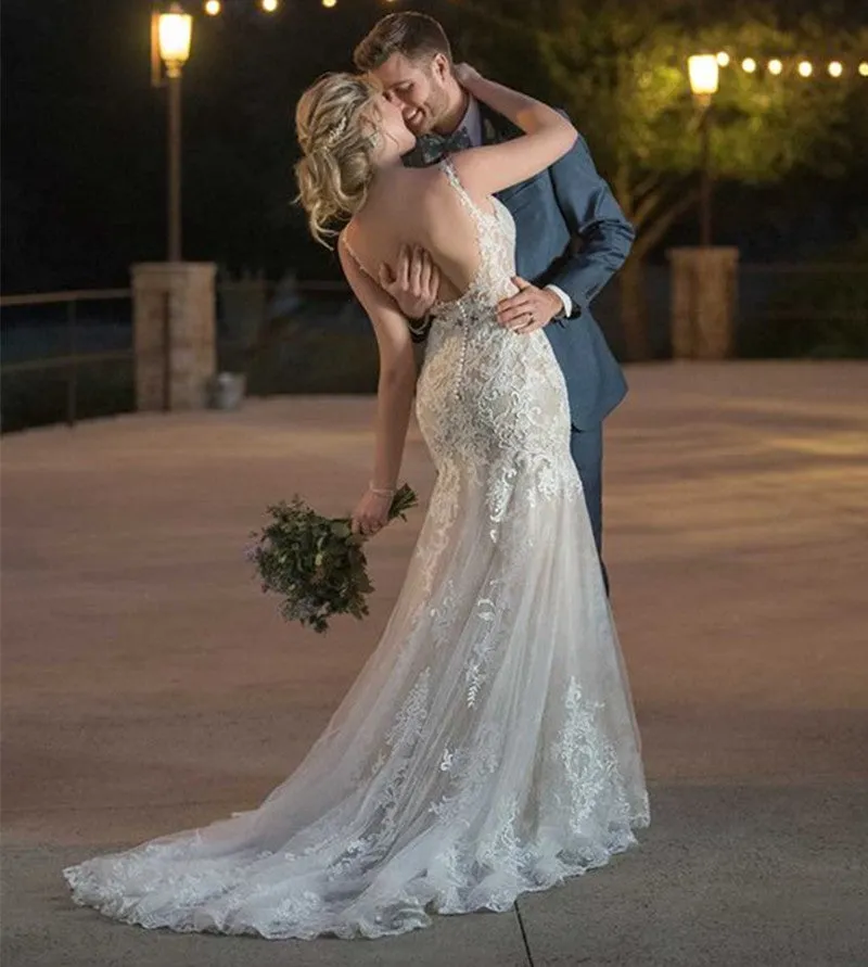 Candice Clark Lace Appliques Bridal Mermaid Wedding Gown