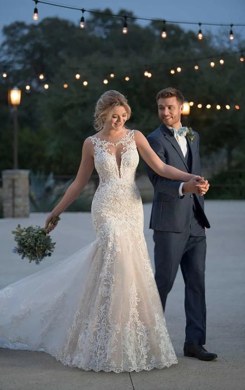 Candice Clark Lace Appliques Bridal Mermaid Wedding Gown
