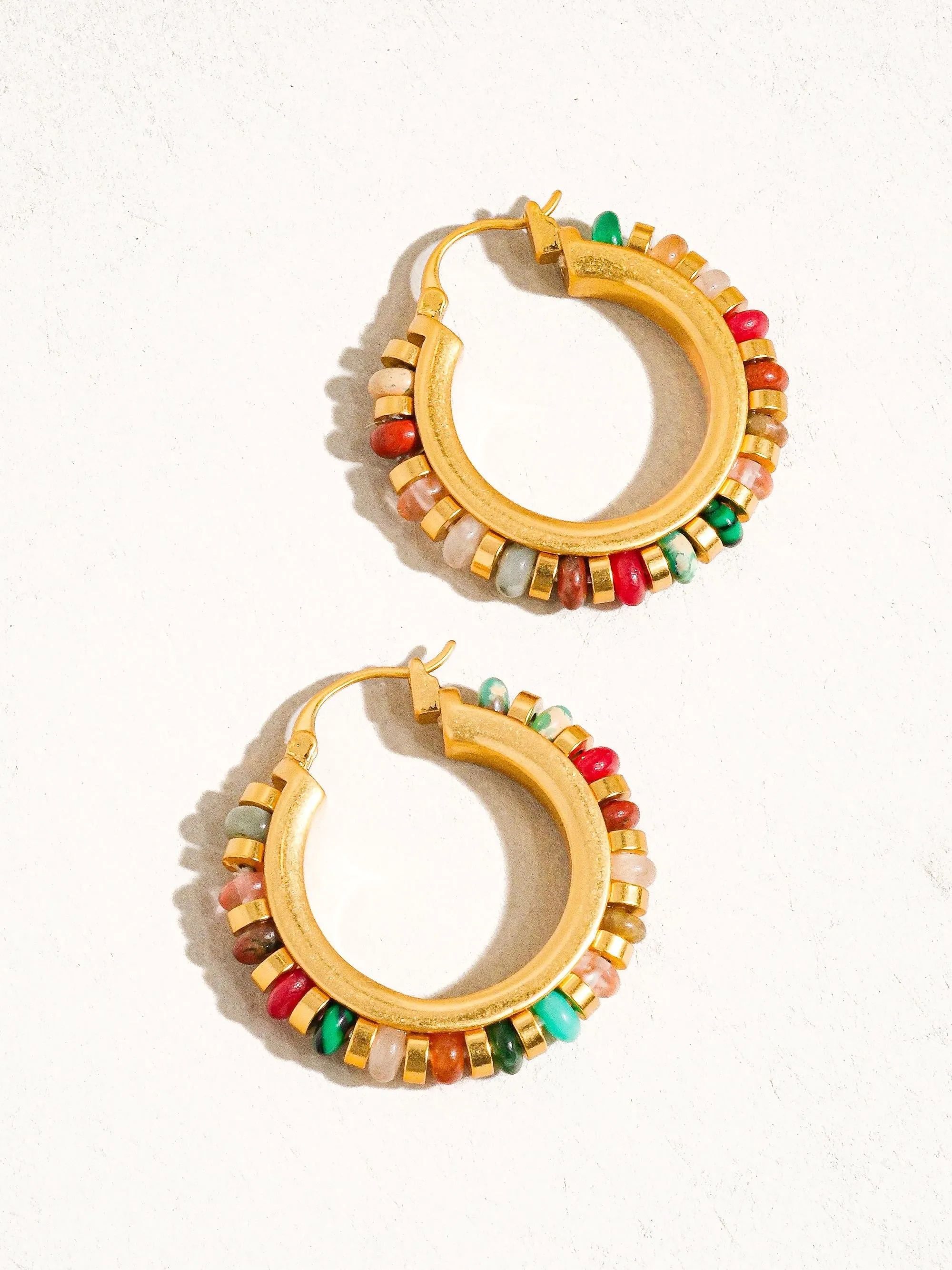 CAPRI MULTIPLE 18K GOLD BEADED HOOP EARRING