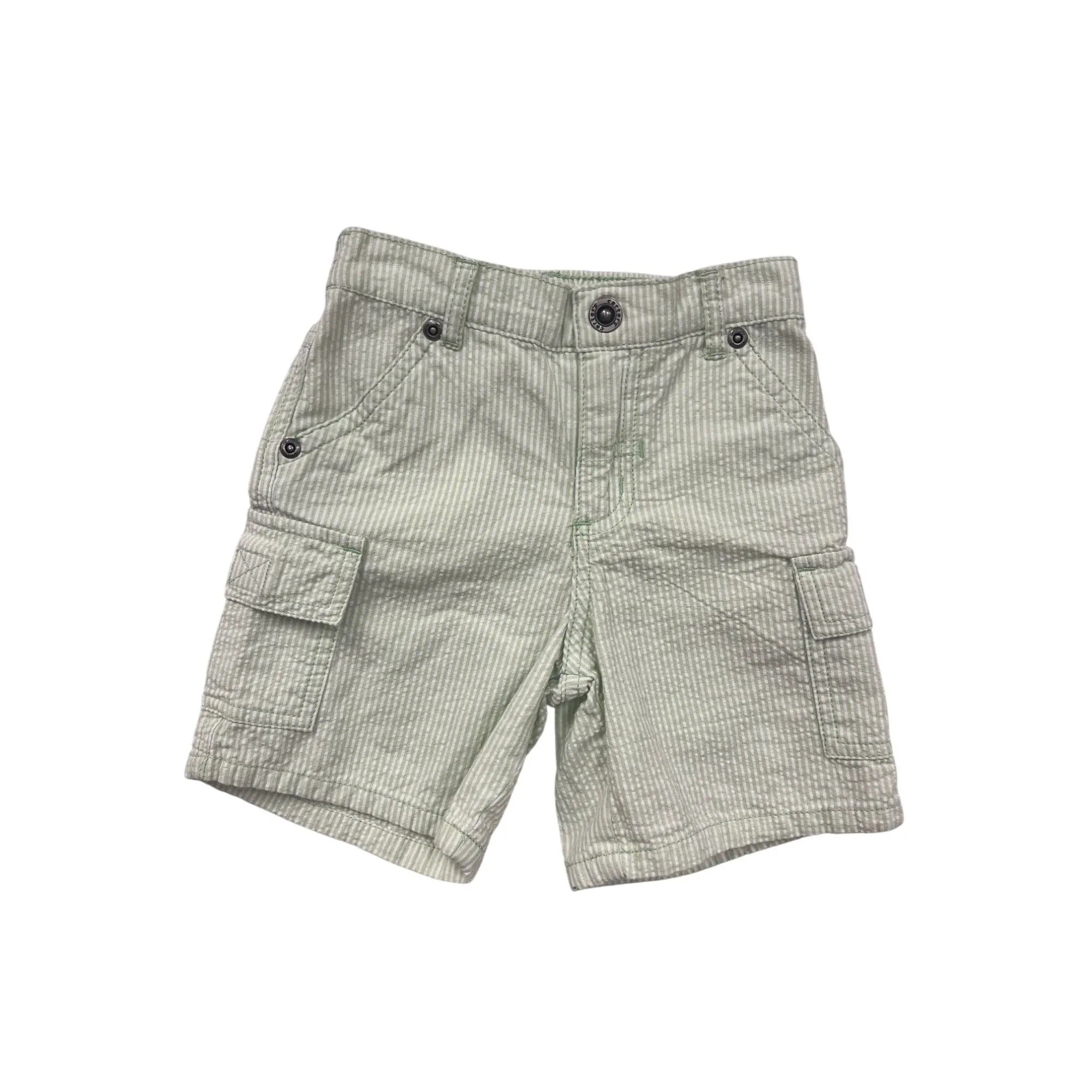Carters Boys Green & White Striped Cargo Shorts 12M #6676
