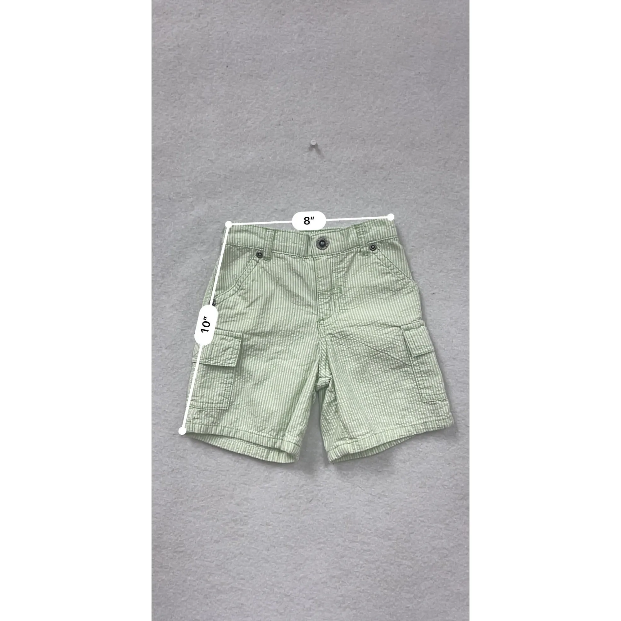 Carters Boys Green & White Striped Cargo Shorts 12M #6676