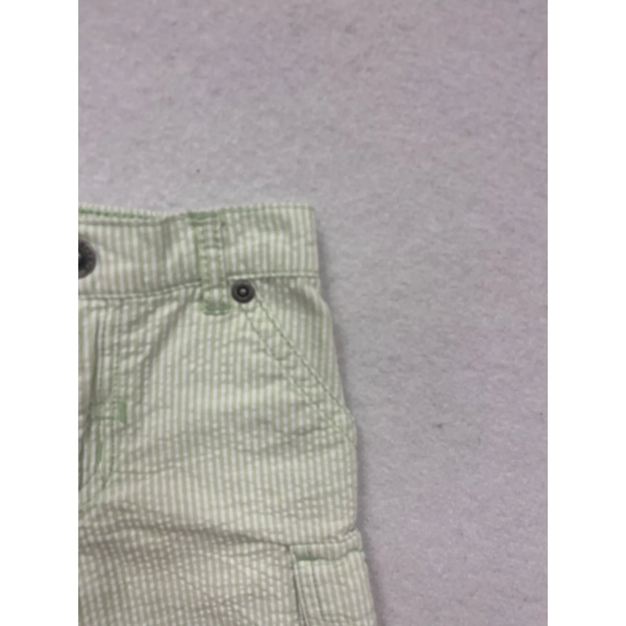 Carters Boys Green & White Striped Cargo Shorts 12M #6676