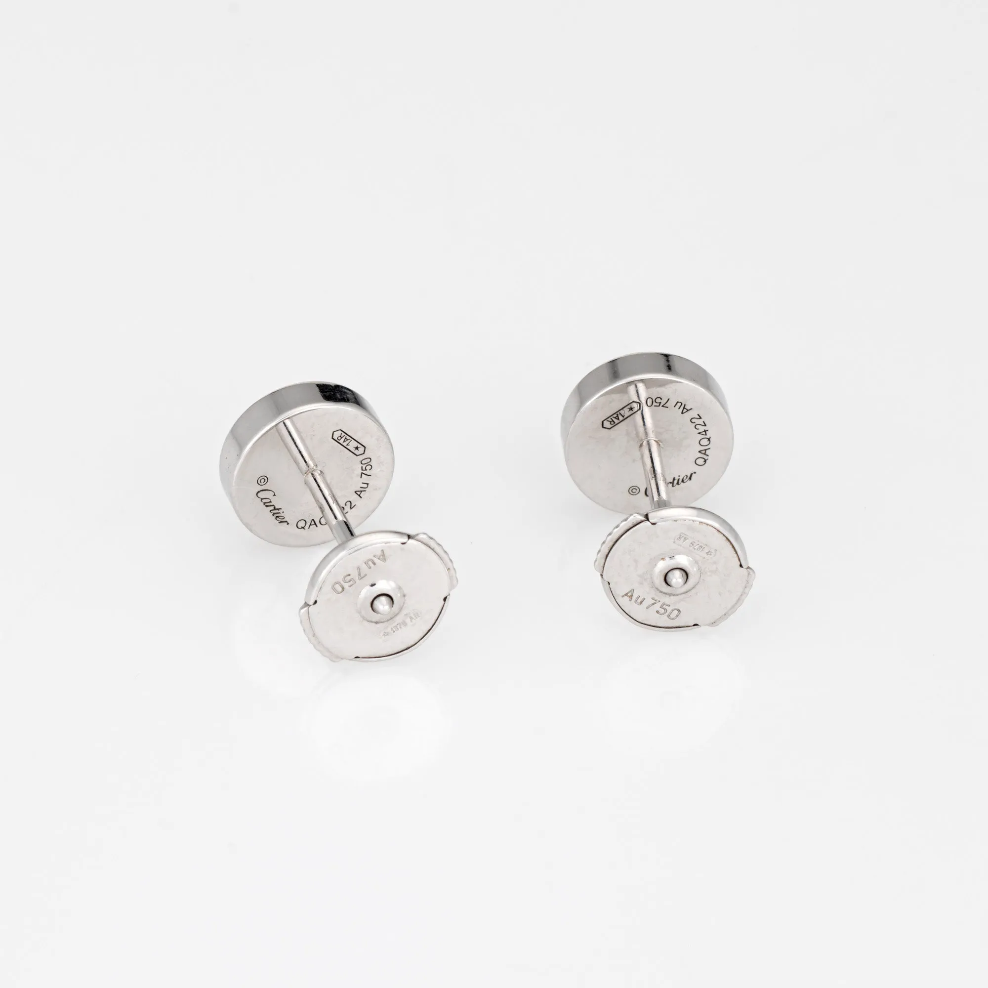 Cartier Love Stud Earrings 18k White Gold COA   Receipt Estate Signed Jewelry