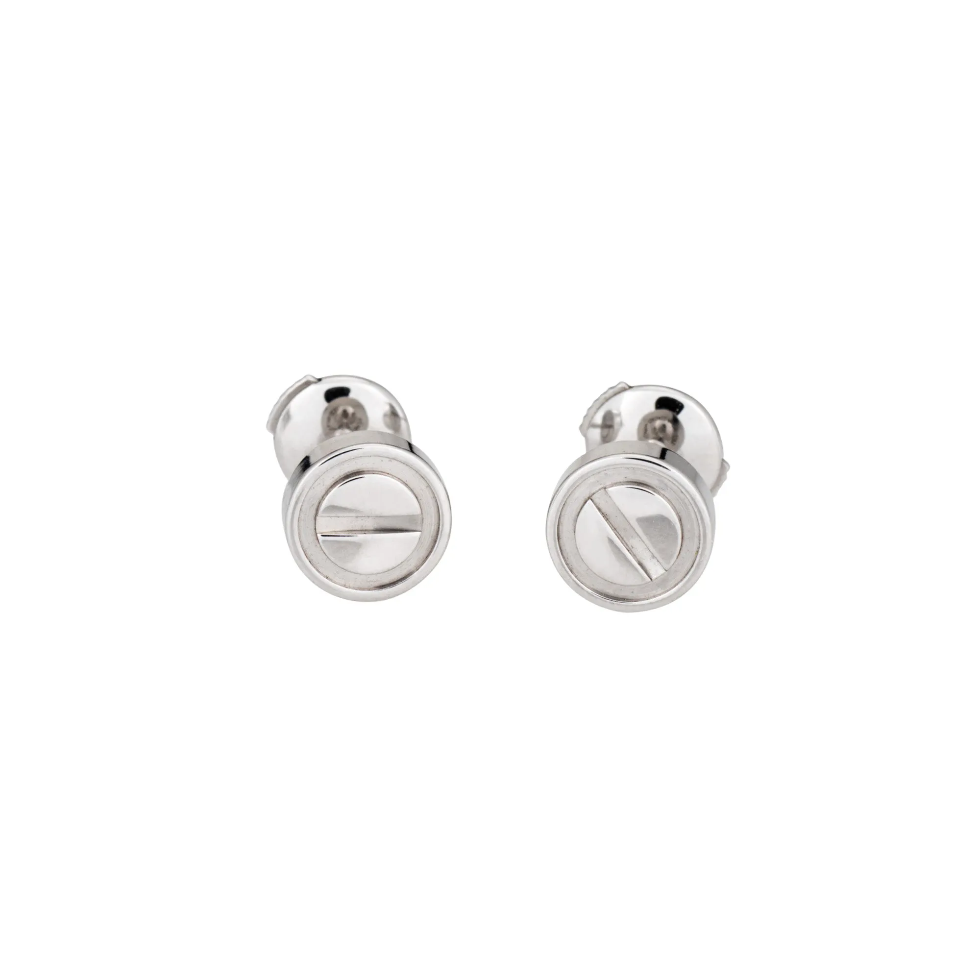 Cartier Love Stud Earrings 18k White Gold COA   Receipt Estate Signed Jewelry