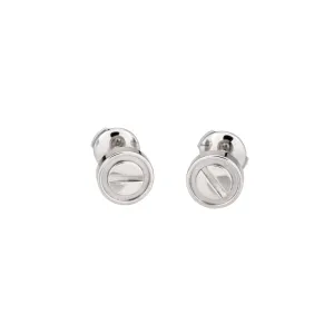 Cartier Love Stud Earrings 18k White Gold COA   Receipt Estate Signed Jewelry