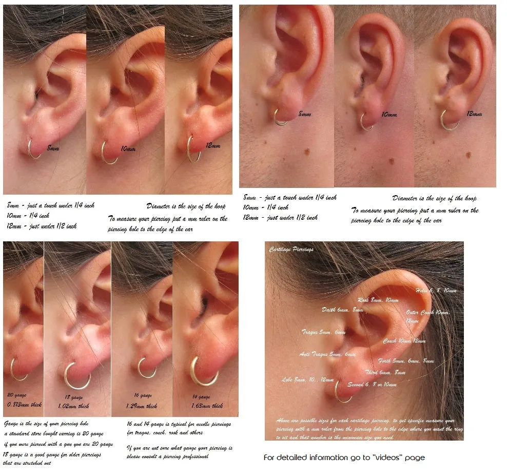 Cartilage Hoop Earring Flat - SINGLE Choose Your Diameter, Gauge, Metal