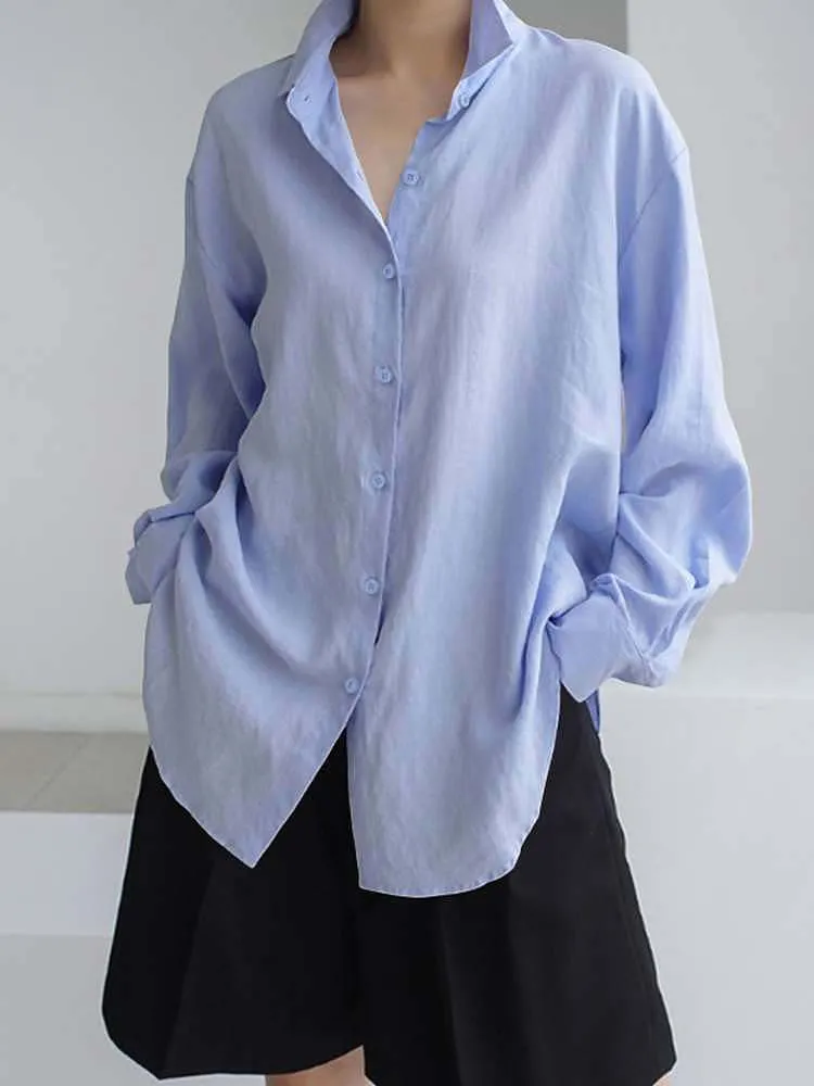 Casual White Long Sleeve Solid Shirts For Women