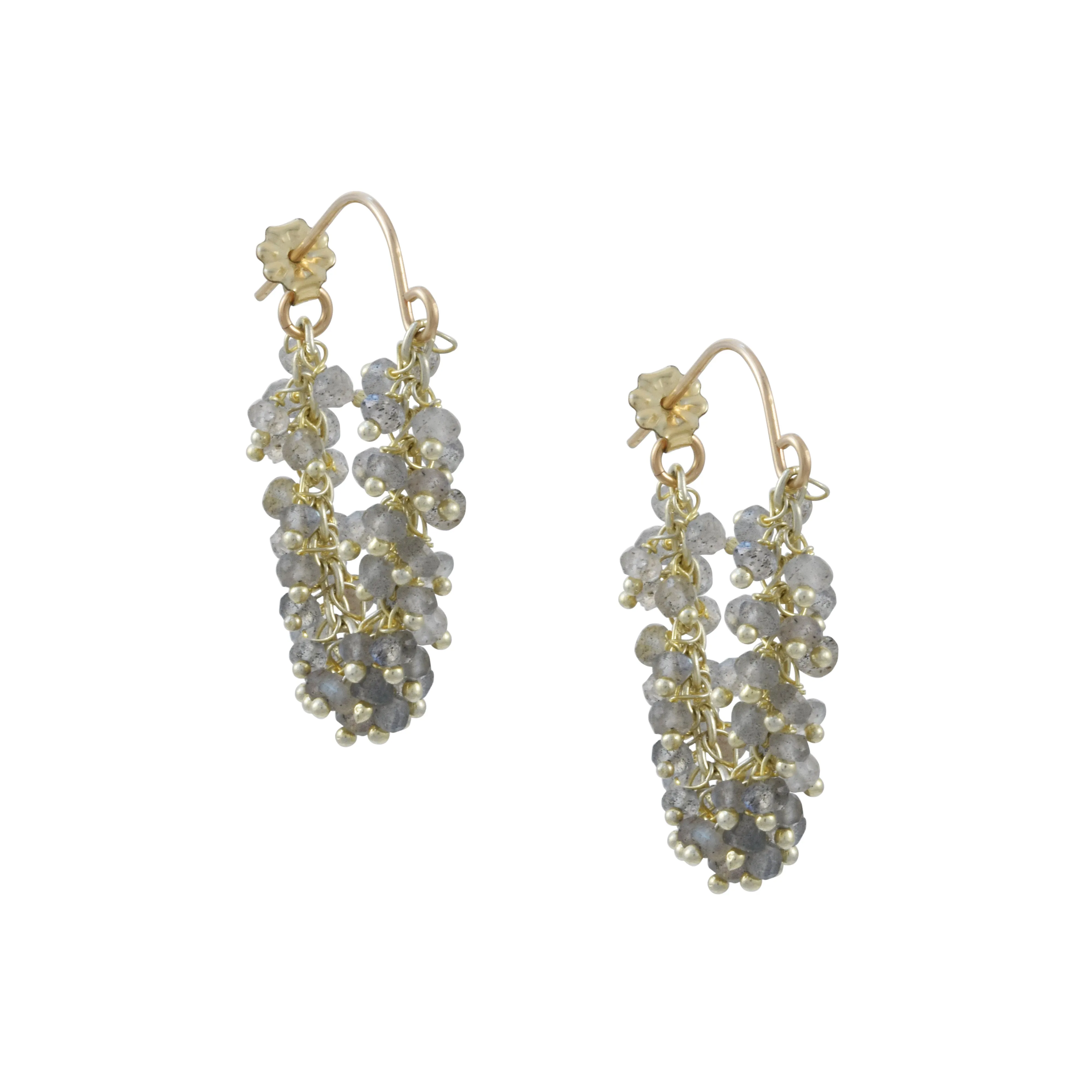 CATHERINE WEITZMAN - Fringe Hoop Earrings in Labradorite