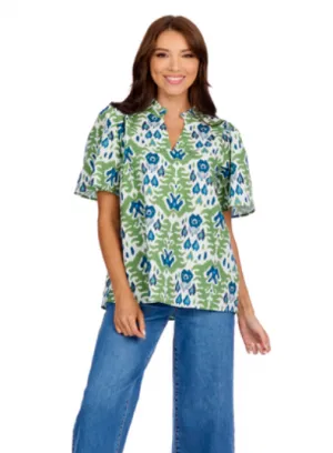 Chase Flounce Sleeve Top - Green