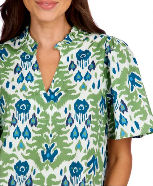 Chase Flounce Sleeve Top - Green
