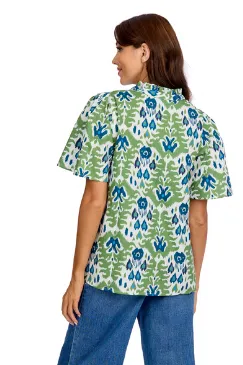 Chase Flounce Sleeve Top - Green