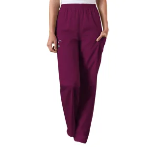 Cherokee Workwear 4200 Scrubs Pants Womens Natural Rise Tapered Pull-On Cargo Wine