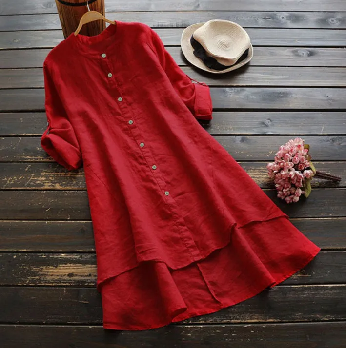 Chic Oversized Cotton Linen Dress for Summer