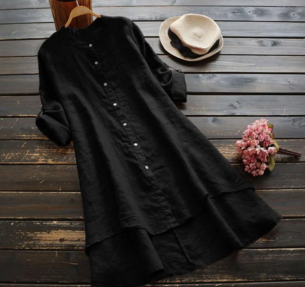 Chic Oversized Cotton Linen Dress for Summer