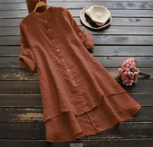 Chic Oversized Cotton Linen Dress for Summer