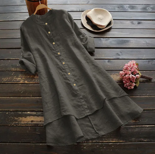 Chic Oversized Cotton Linen Dress for Summer