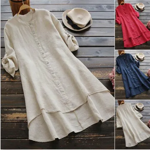 Chic Oversized Cotton Linen Dress for Summer