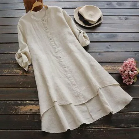 Chic Oversized Cotton Linen Dress for Summer