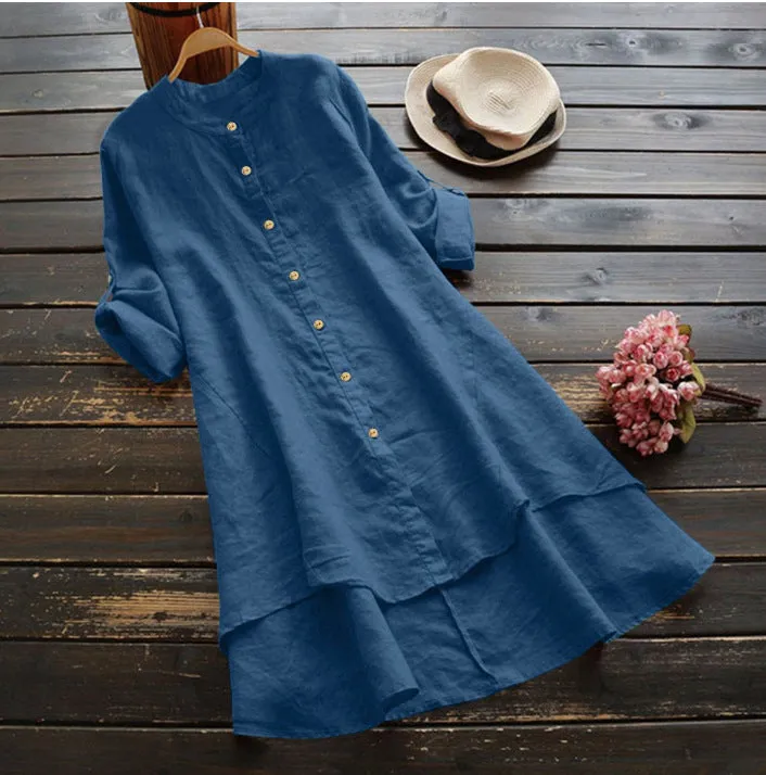 Chic Oversized Cotton Linen Dress for Summer
