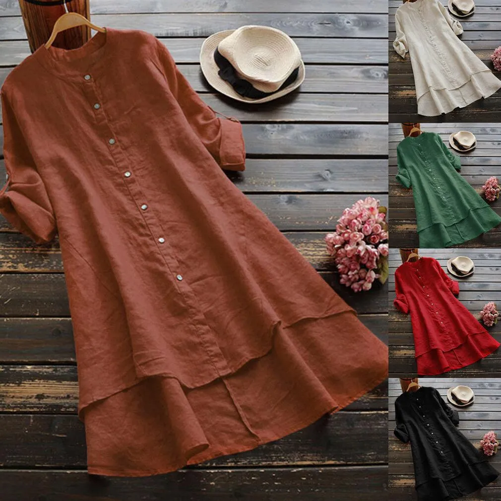 Chic Oversized Cotton Linen Dress for Summer