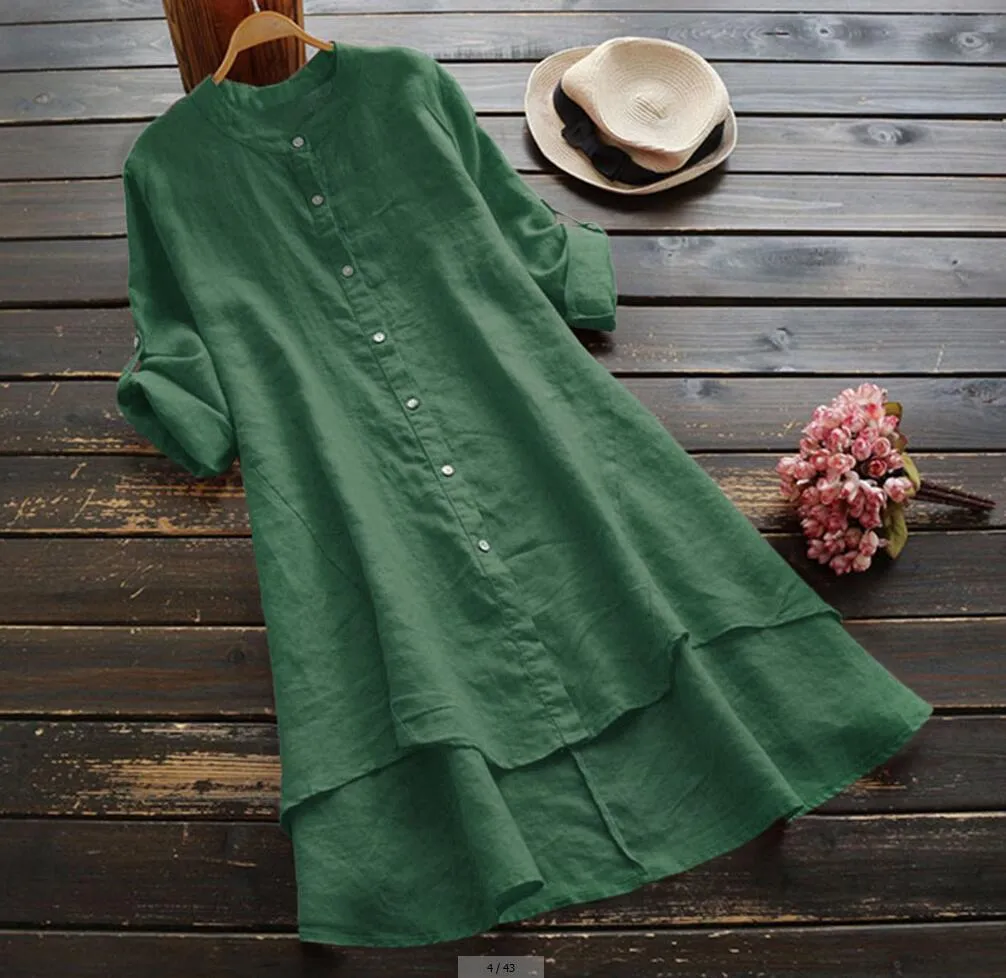 Chic Oversized Cotton Linen Dress for Summer