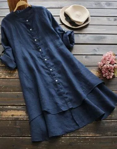 Chic Oversized Cotton Linen Dress for Summer