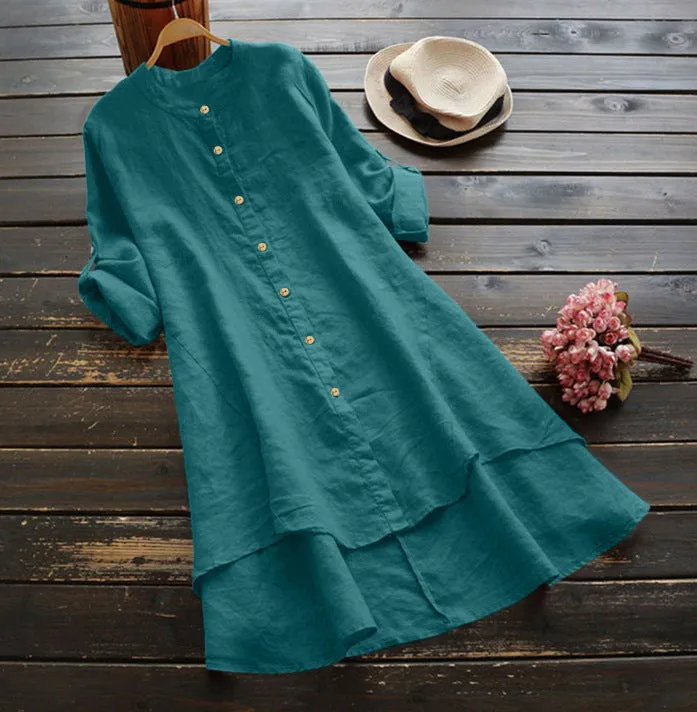 Chic Oversized Cotton Linen Dress for Summer