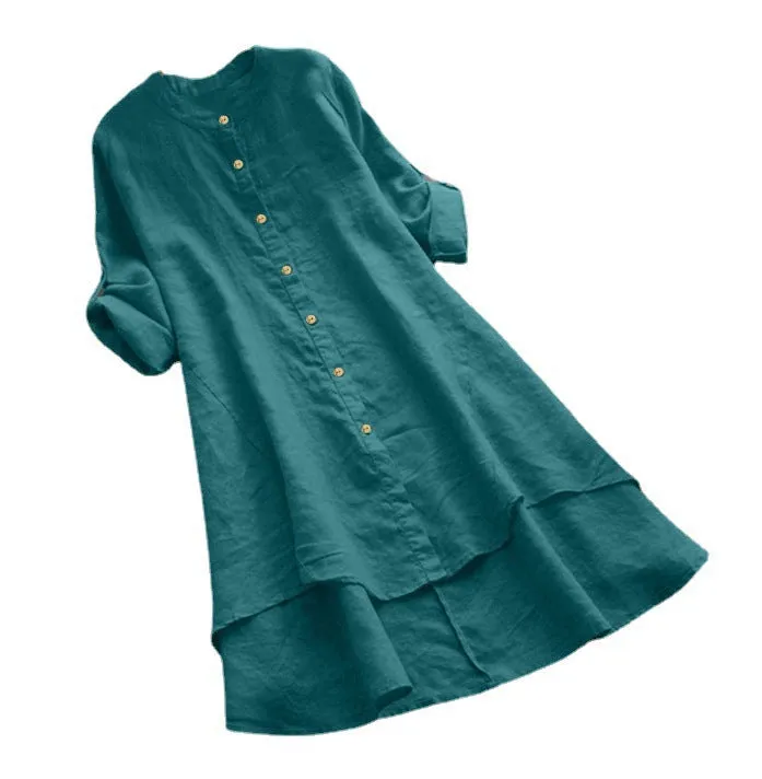 Chic Oversized Cotton Linen Dress for Summer
