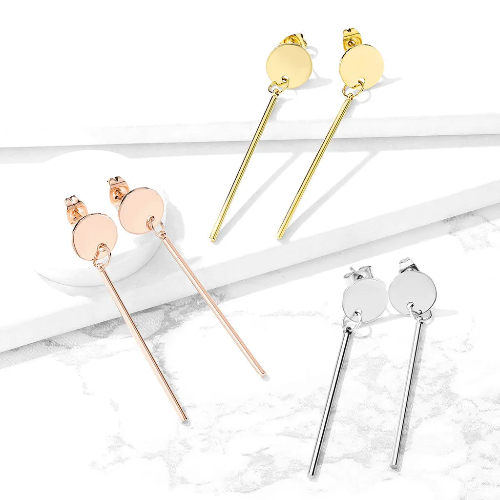 Circular Bar Drop Stainless Steel Dangle Earrings