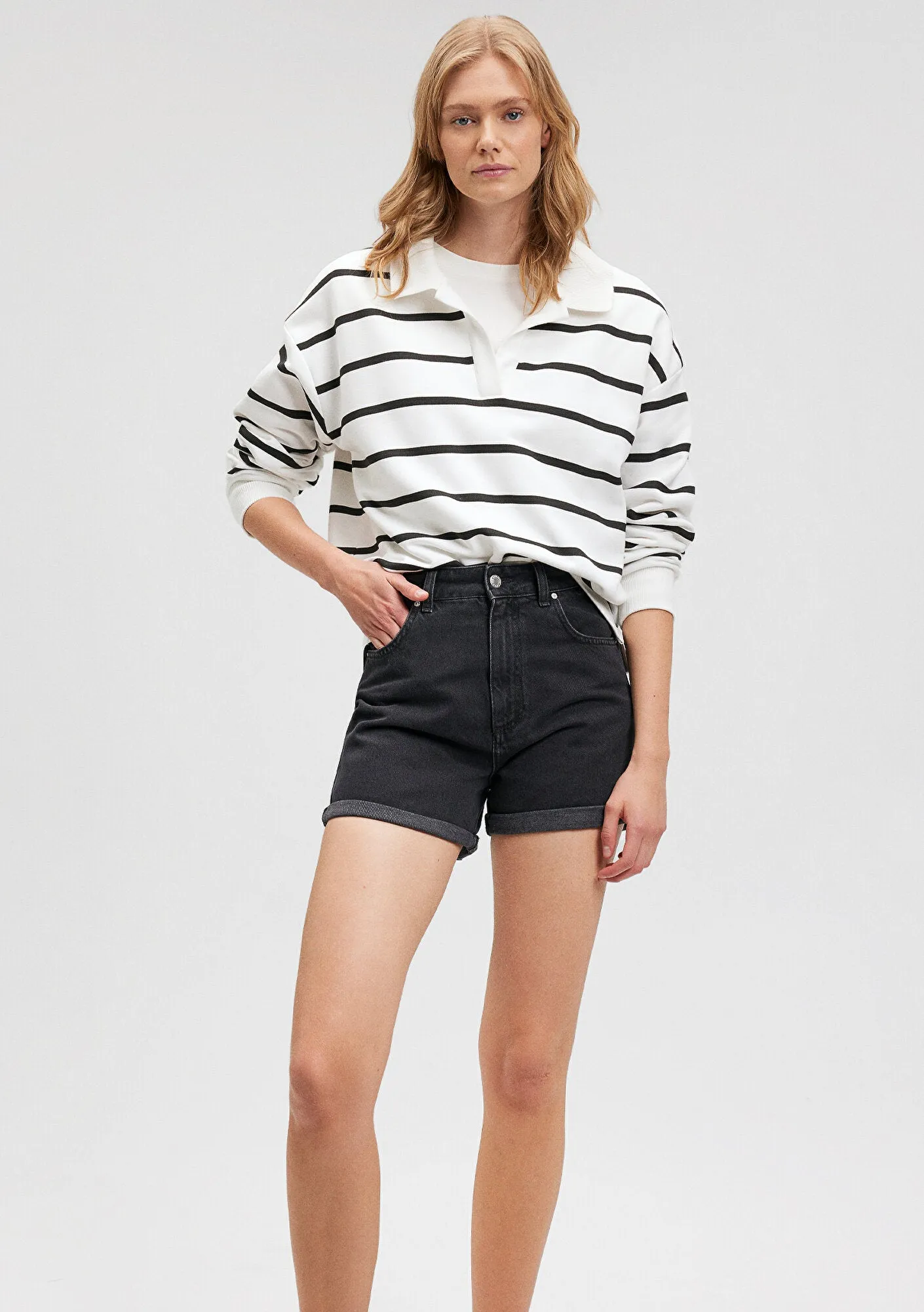Clara Deep Smoke Denim Jean Shorts