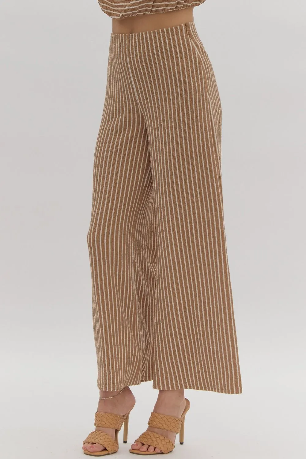 Coffee Striped Knit Set