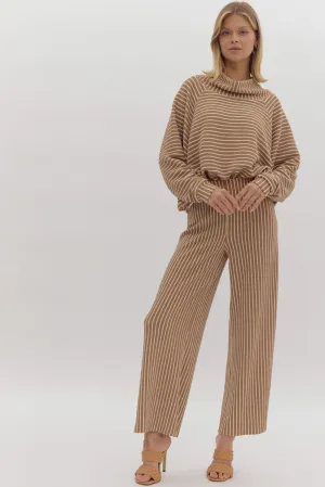 Coffee Striped Knit Set