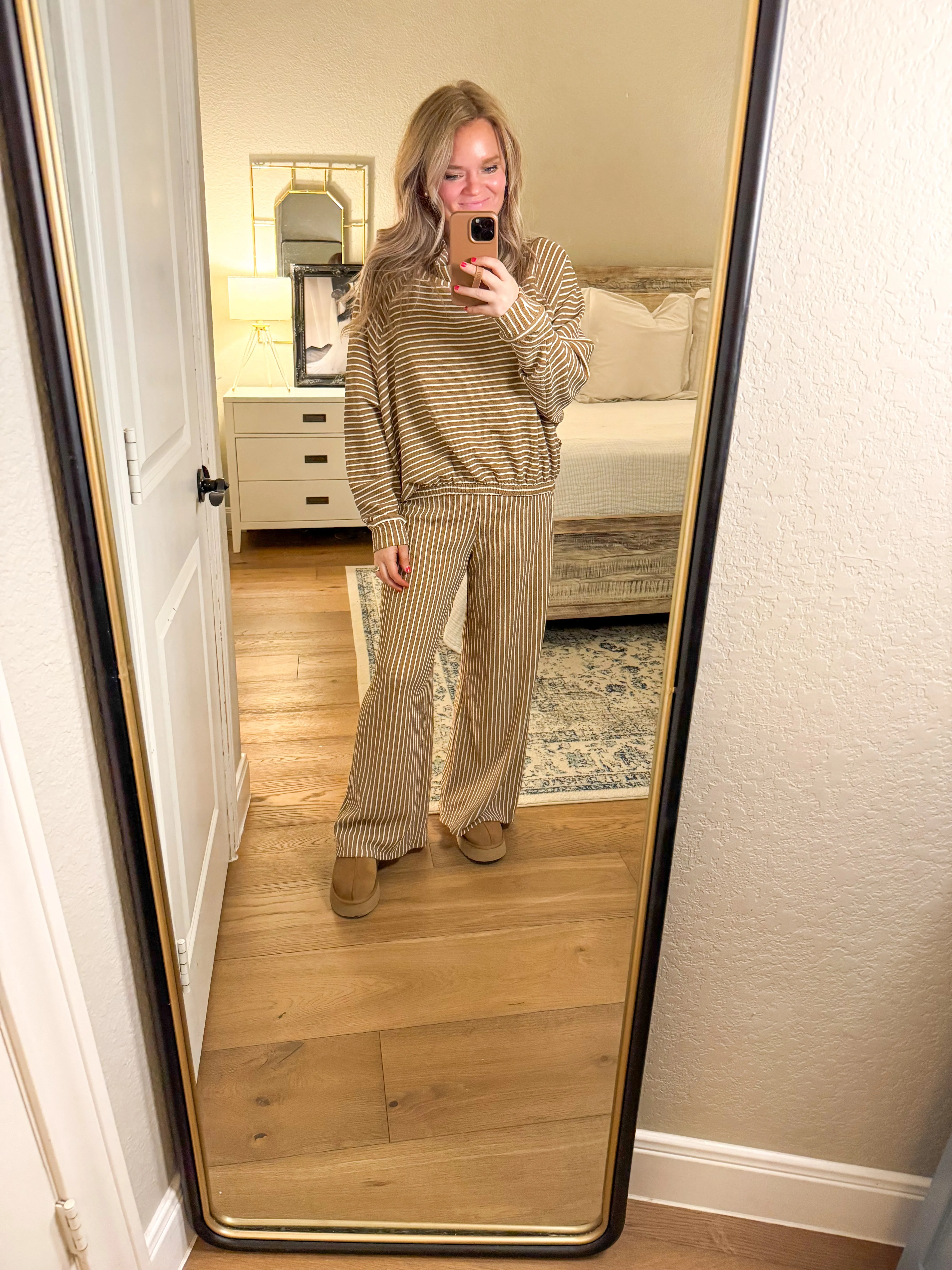 Coffee Striped Knit Set
